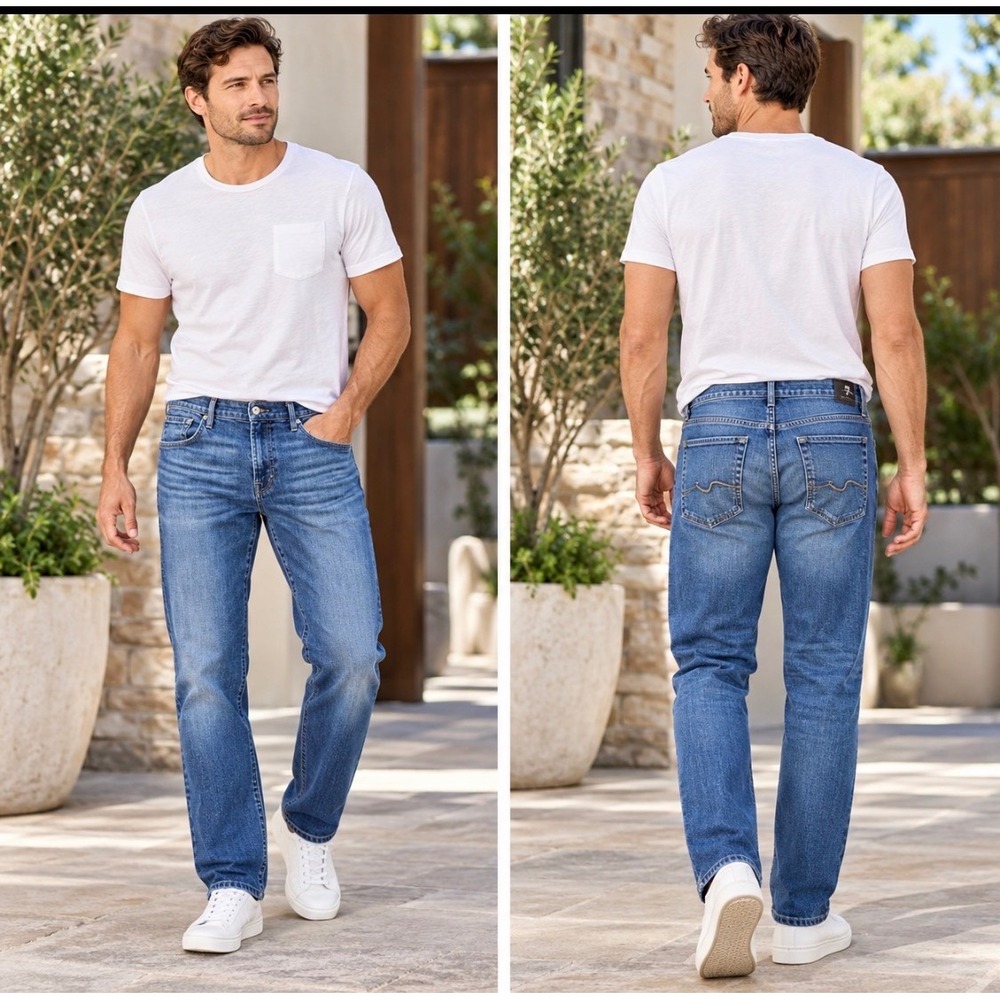 7 For All Mankind Standard Luxe Performance Jeans Mens 33 Blue Straight Leg